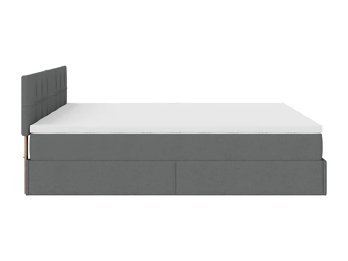 Cadre de lit ottoman avec matelas gris foncé 160x200cm tissu