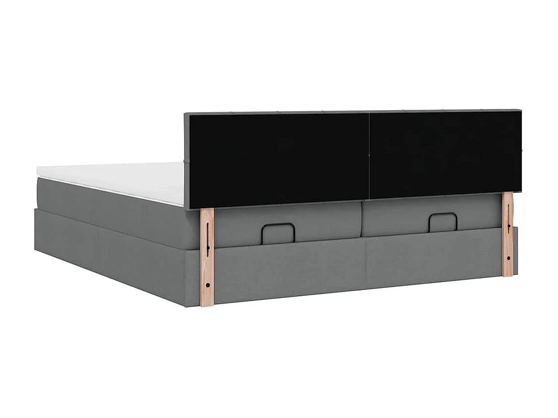 Cadre de lit ottoman avec matelas gris foncé 160x200cm tissu