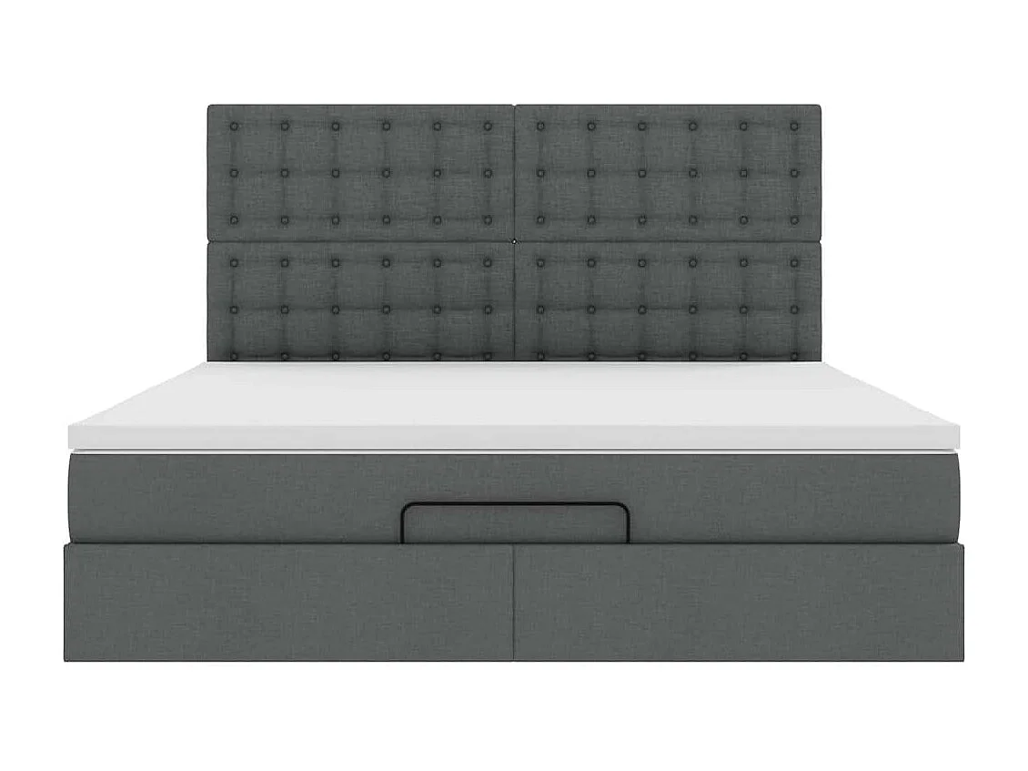 Cadre de lit ottoman avec matelas gris foncé 180x200 cm tissu