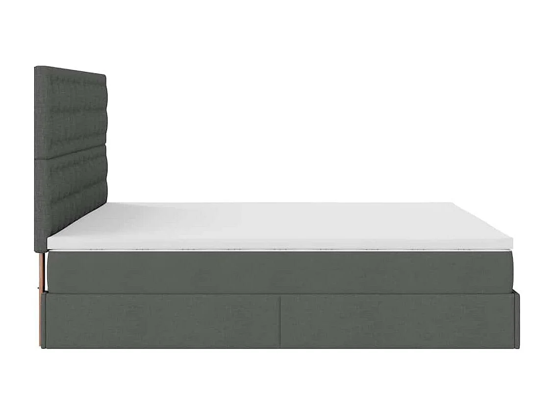 Cadre de lit ottoman avec matelas gris foncé 180x200 cm tissu