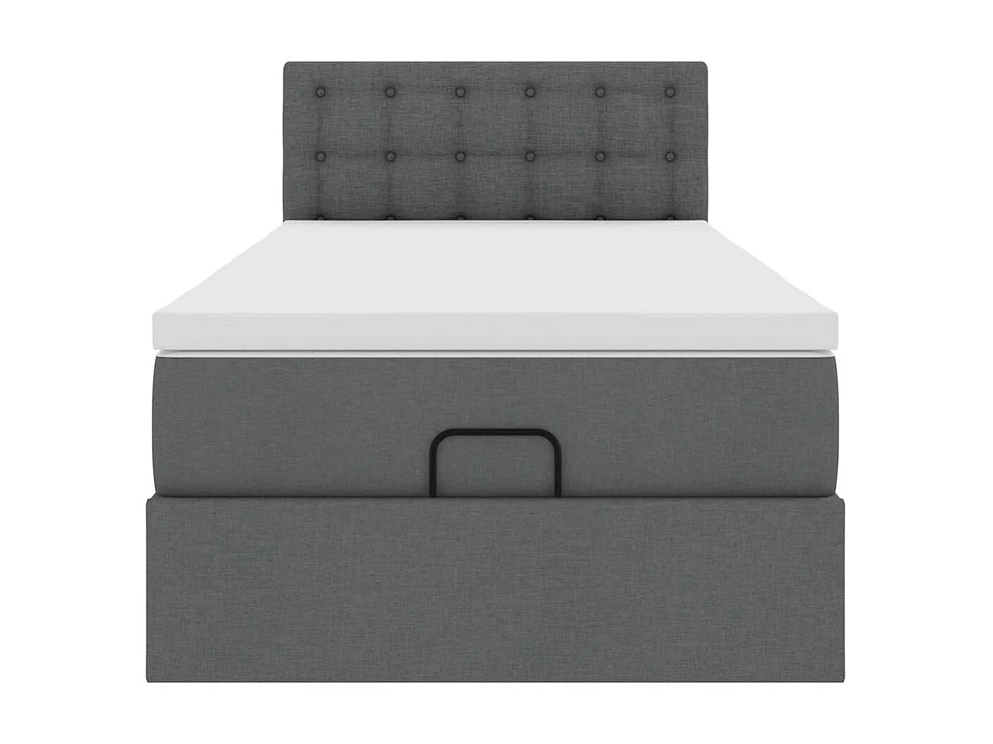 Estrutura cama otomana colchão 80x200 cm tecido cinzento escuro