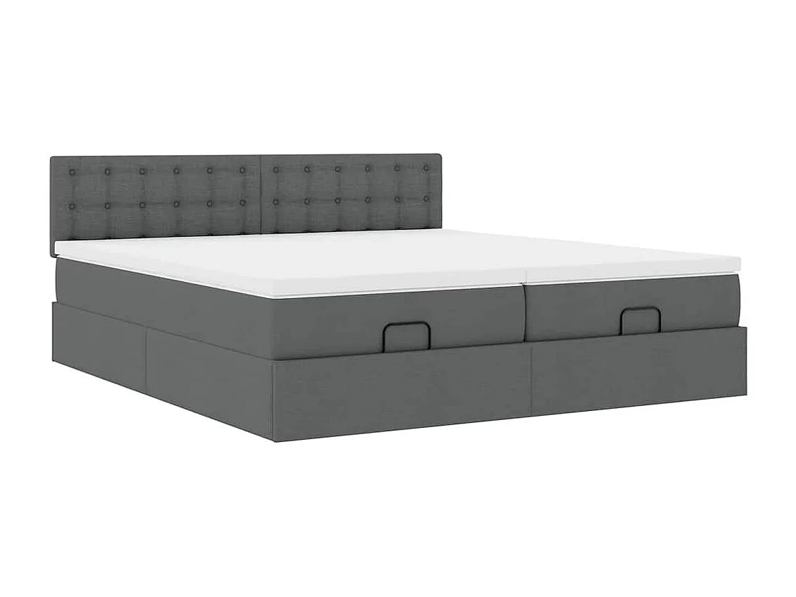Cadre de lit ottoman avec matelas gris foncé 160x200cm tissu