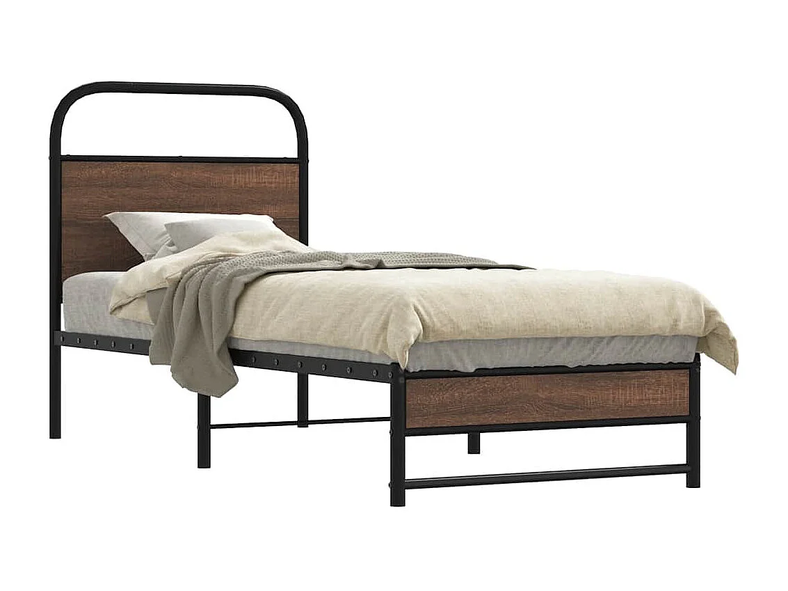 Cadre de lit sans matelas 75x190cm chêne marron bois ingénierie
