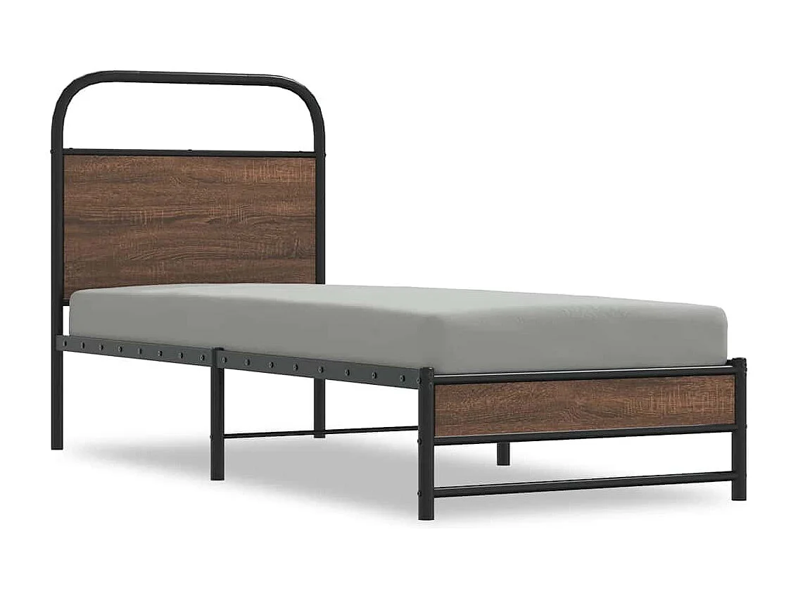 Cadre de lit sans matelas 75x190cm chêne marron bois ingénierie
