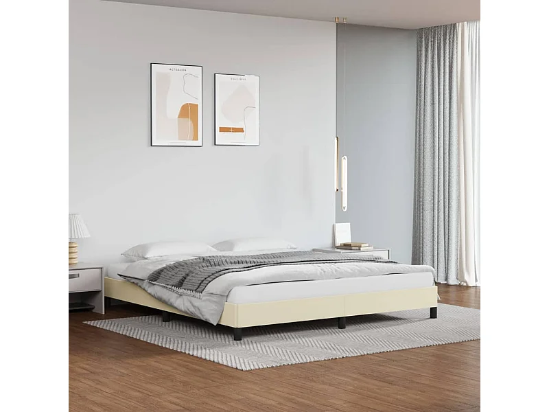 Estructura de cama de cuero sintético crema 180x200 cm