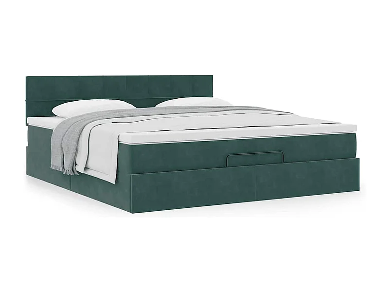 Estrutura de cama otomana com colchão 180x200 cm verde escuro