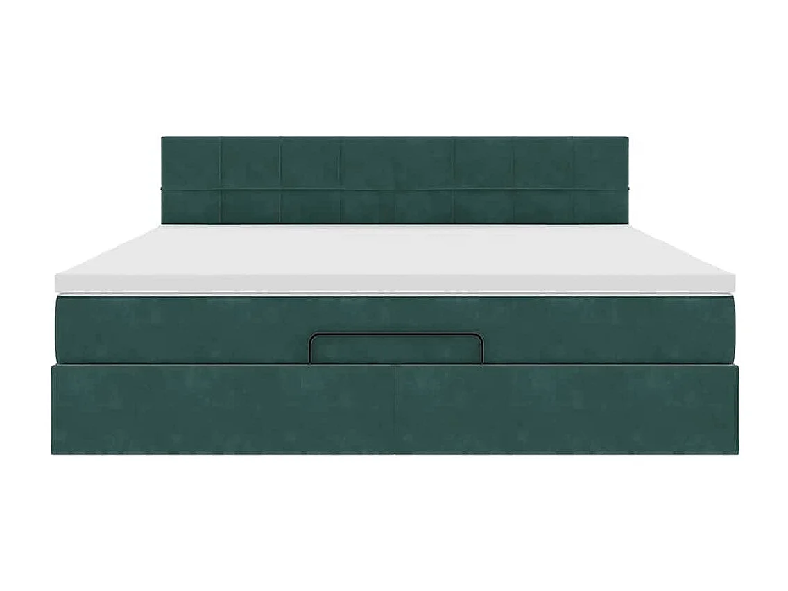 Cadre de lit ottoman avec matelas vert foncé 180x200 cm velours