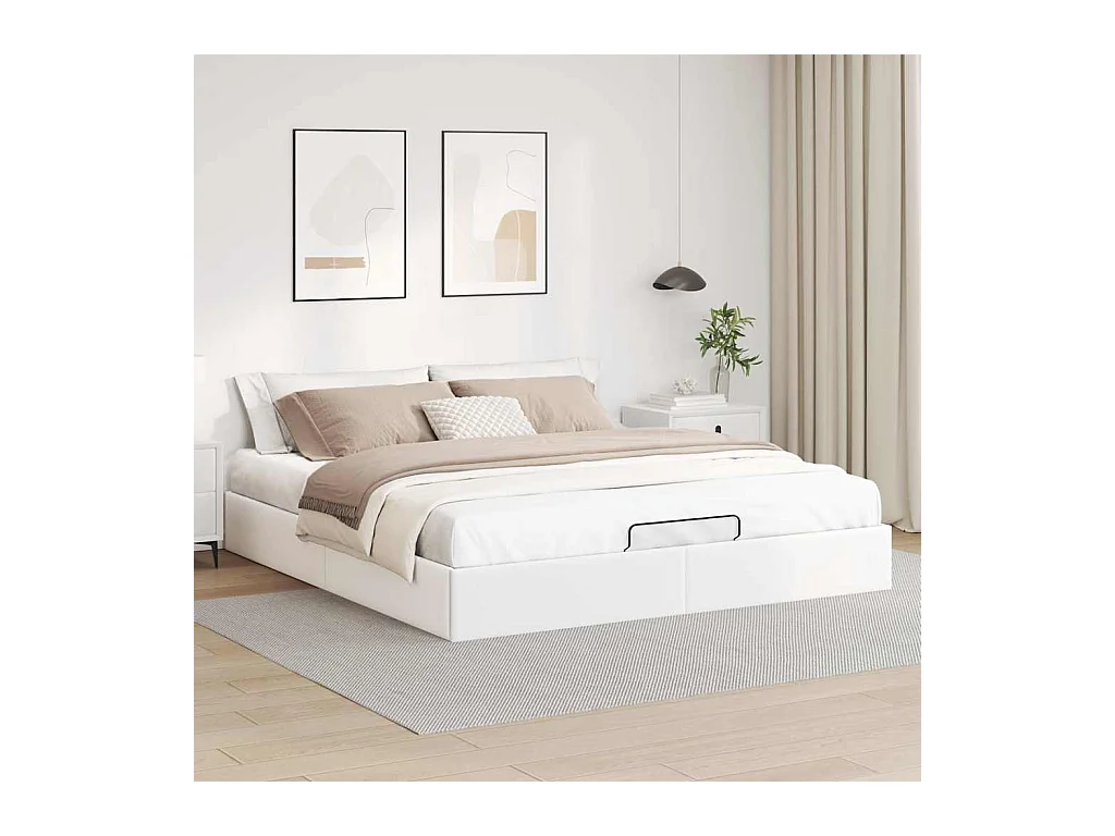 Estructura de cama otomana sin colchón blanco 160x200cm