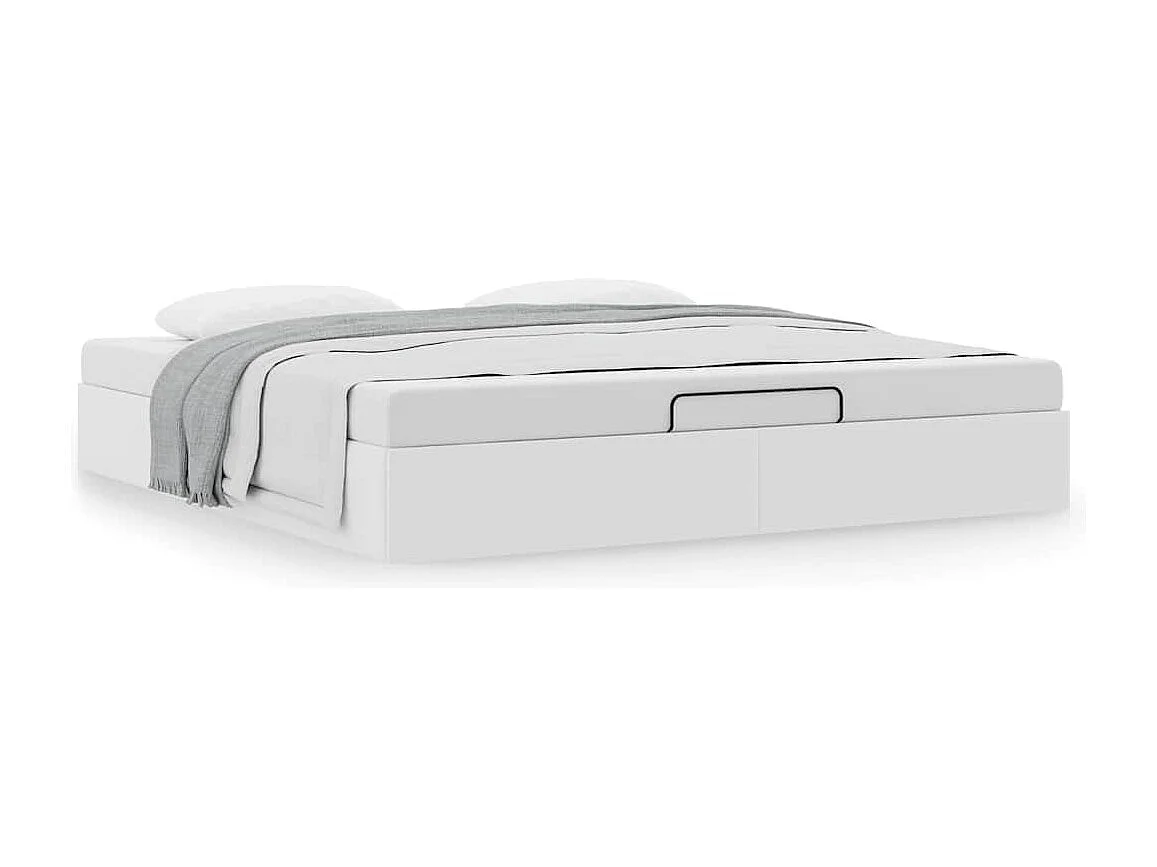 Cadre de lit ottoman sans matelas blanc 160x200 cm similicuir