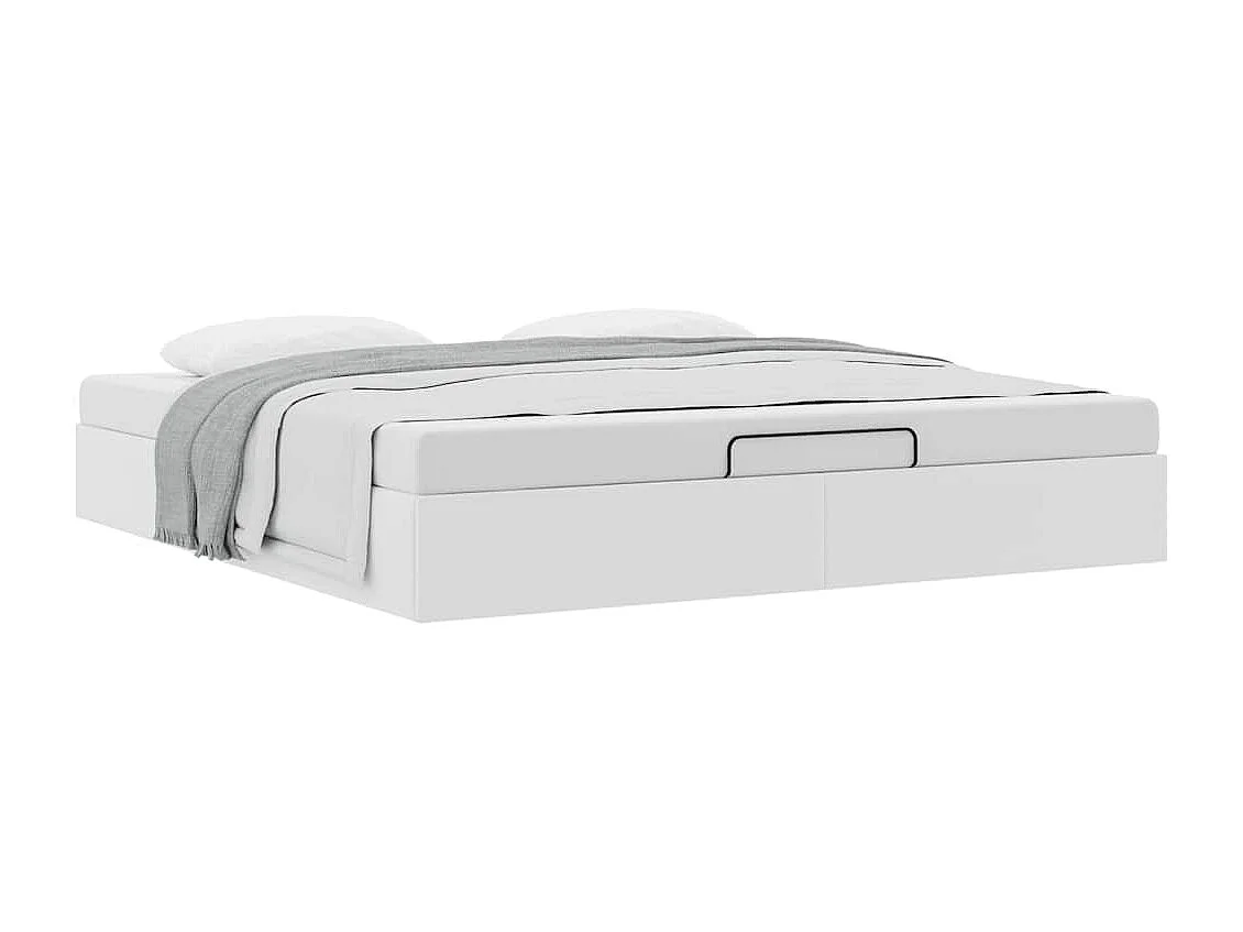 Cadre de lit ottoman sans matelas blanc 160x200 cm similicuir
