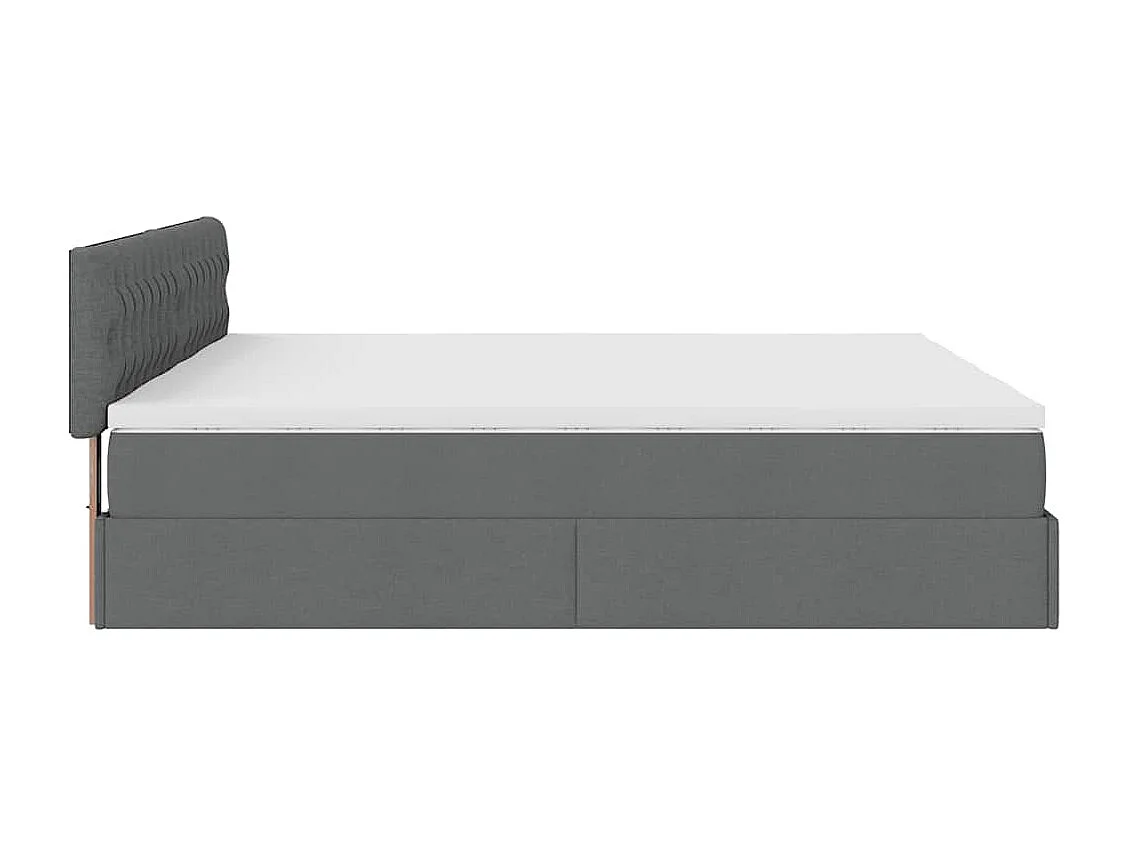 Cadre de lit ottoman avec matelas gris foncé 180x200cm tissu