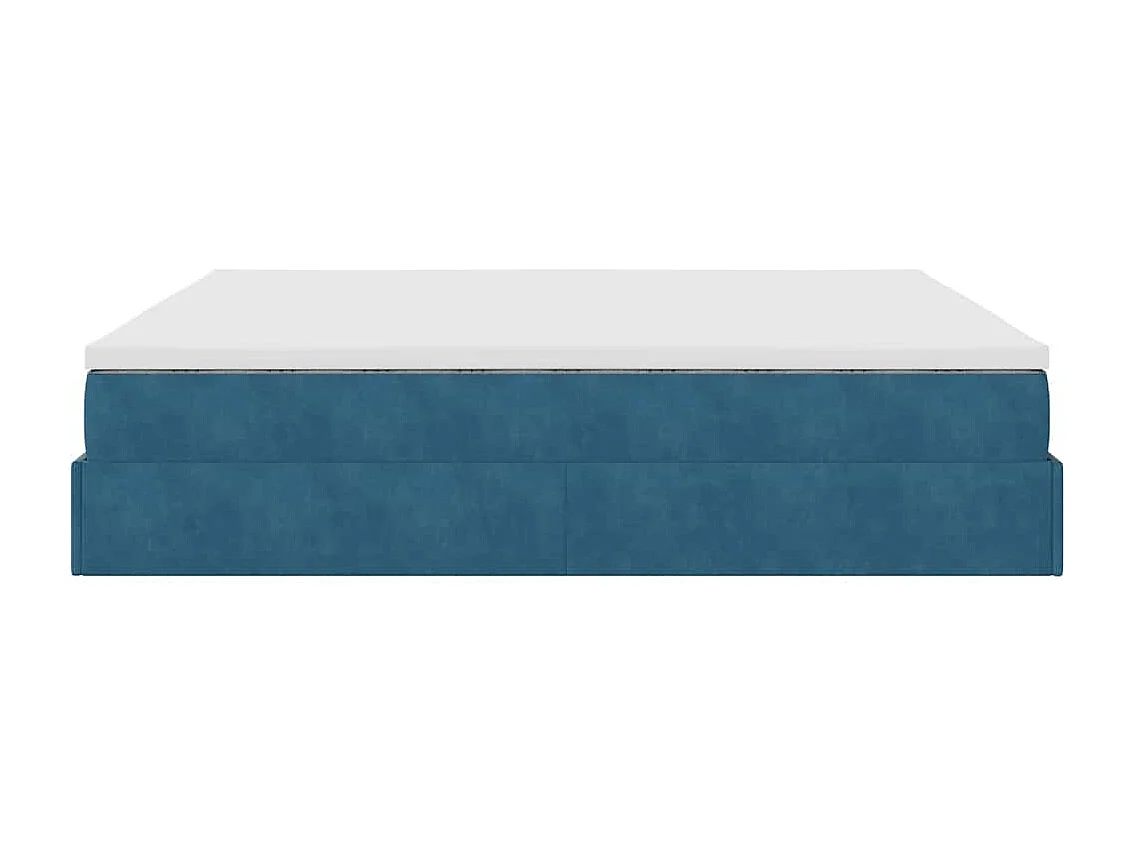 Cadre de lit ottoman avec matelas bleu foncé 160x200 cm velours