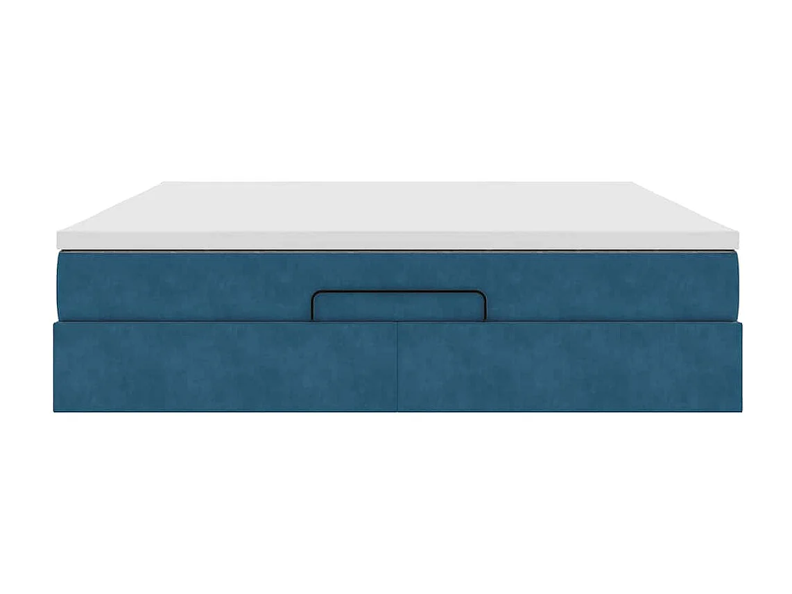 Cadre de lit ottoman avec matelas bleu foncé 160x200 cm velours