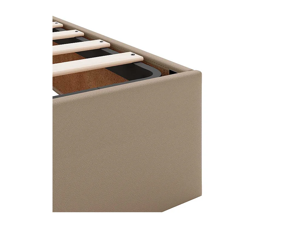 Cadre de lit ottoman et matelas cappuccino 140x190cm similicuir