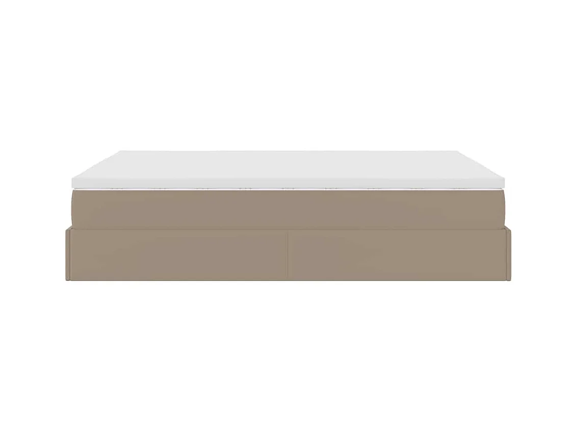 Cadre de lit ottoman et matelas cappuccino 140x190cm similicuir