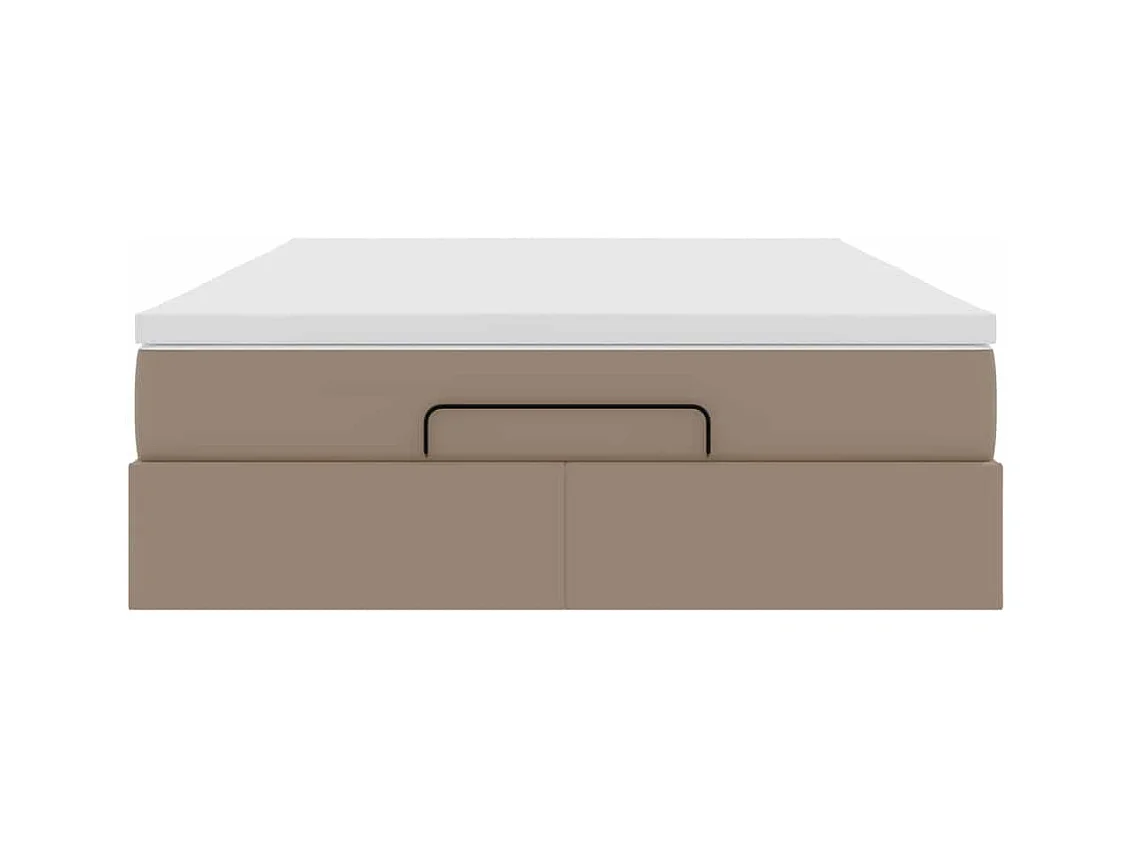Cadre de lit ottoman et matelas cappuccino 140x190cm similicuir
