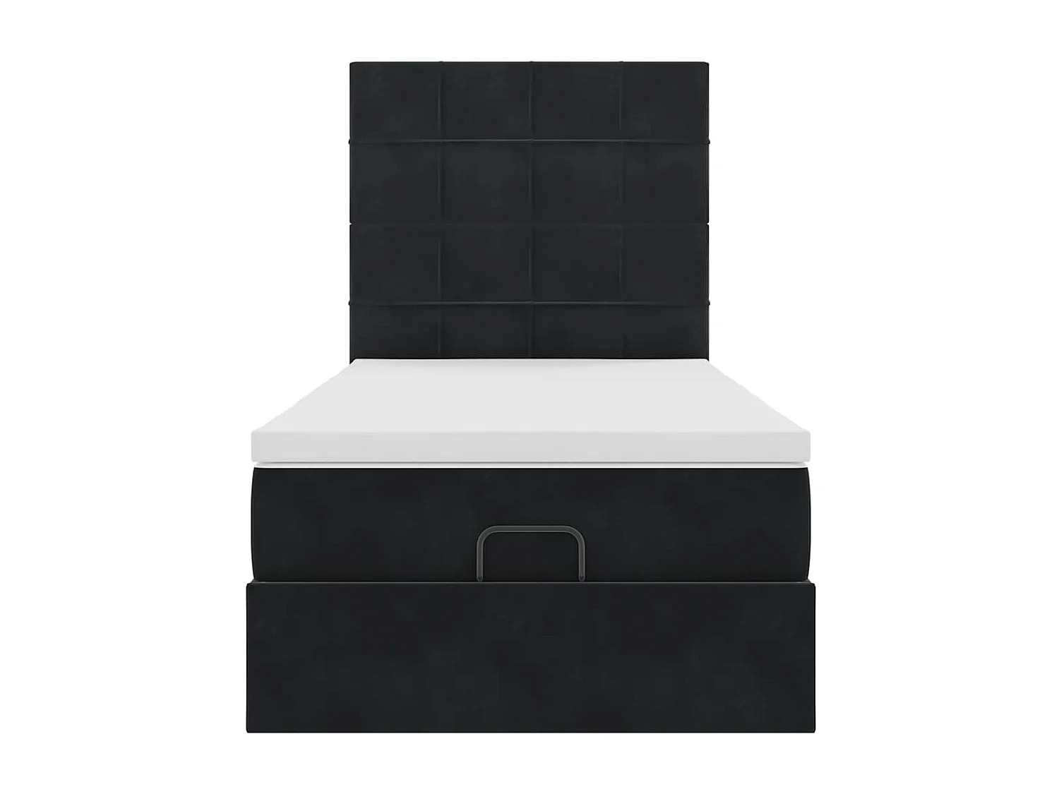 Cadre de lit ottoman avec matelas noir 100x200cm velours