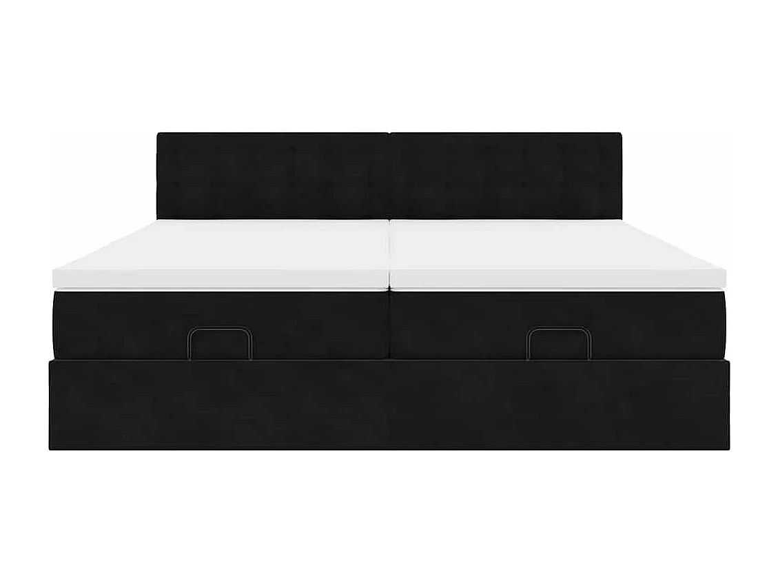 Cadre de lit ottoman avec matelas noir 200x200cm velours
