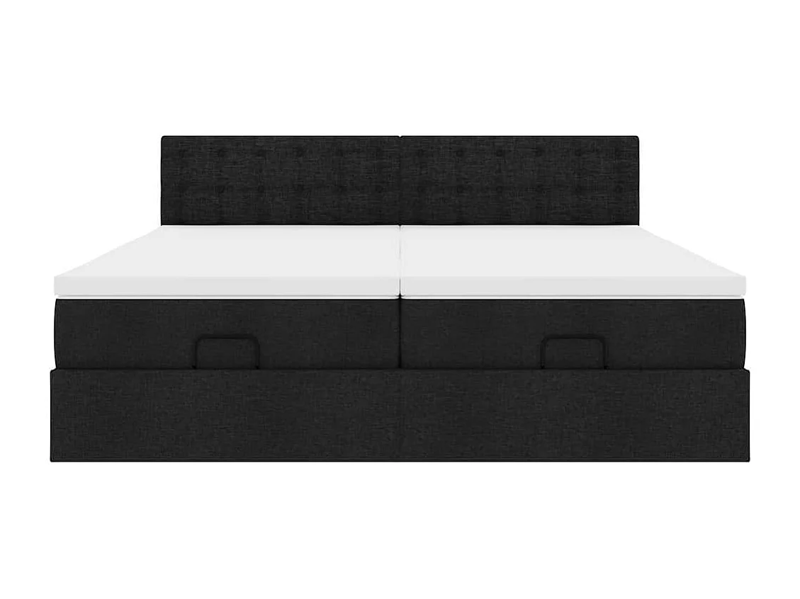 Cadre de lit ottoman avec matelas noir 200x200cm tissu