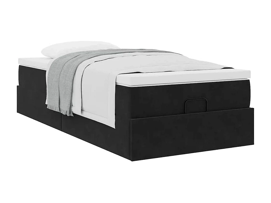 Cadre de lit ottoman avec matelas noir 100x200cm velours