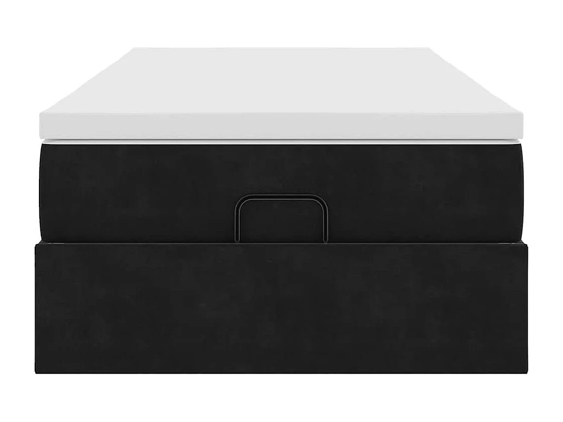 Cadre de lit ottoman avec matelas noir 100x200cm velours