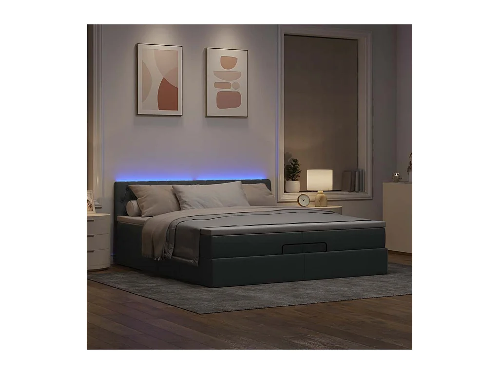 Estructura de cama otomana colchones tela gris claro 200x200cm