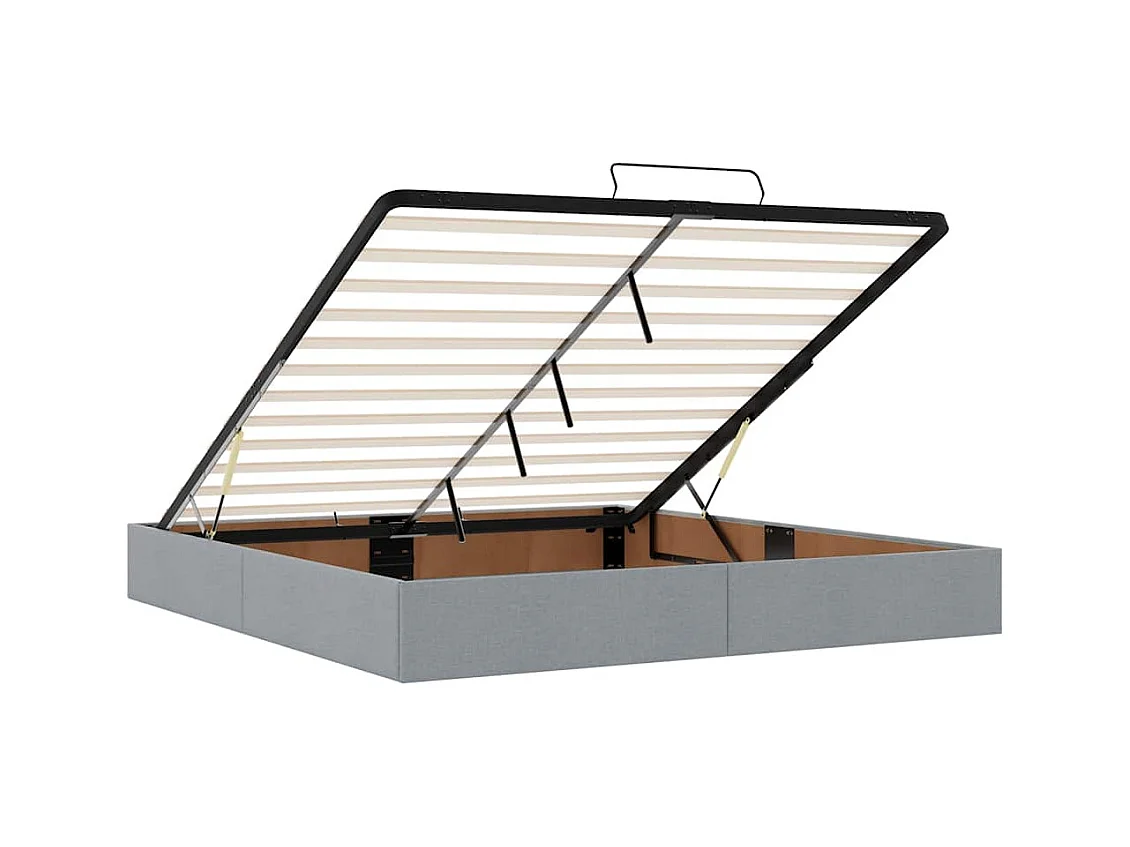 Estructura de cama otomana colchones tela gris claro 200x200cm