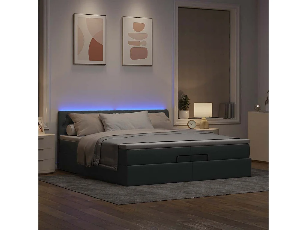 Estructura de cama otomana colchones tela gris claro 200x200cm