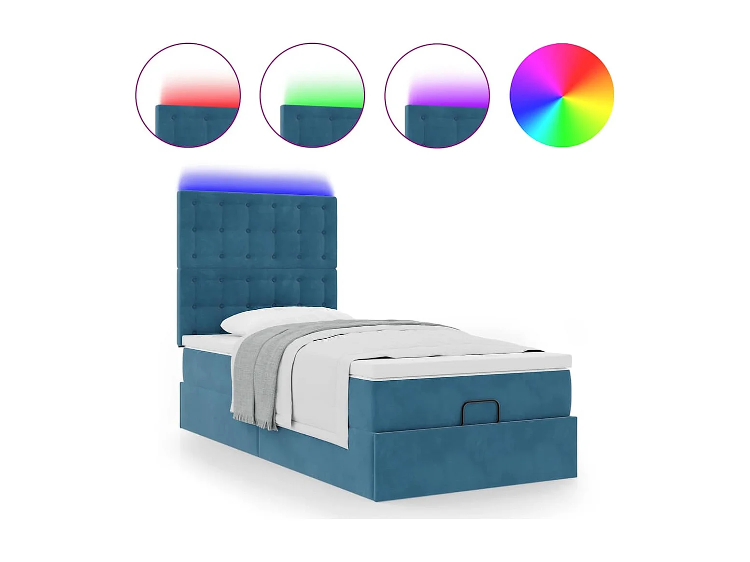 Ottoman bed met matrassen en LED's 100x200cm fluweel