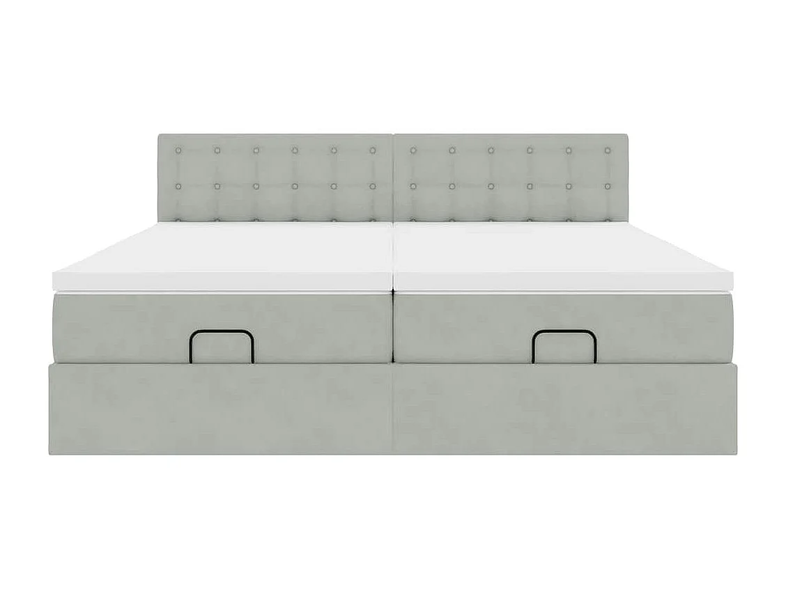 Ottoman bed met matrassen 180x200cm fluweel lichtgrijs