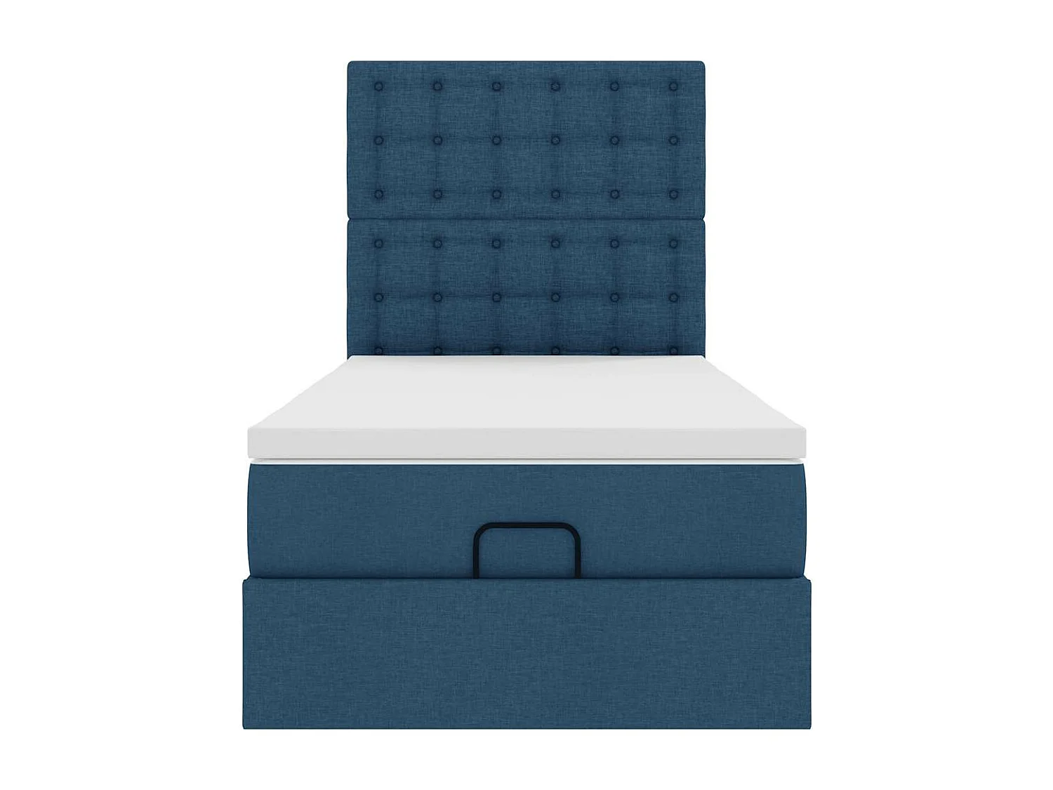 Estrutura de cama otomana com colchão 100x200cm tecido azul