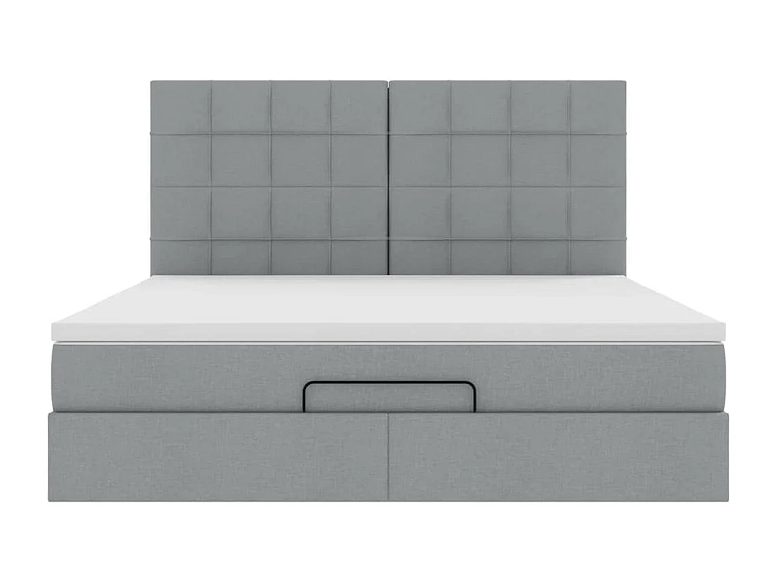 Cadre de lit ottoman avec matelas gris foncé 180x200 cm tissu