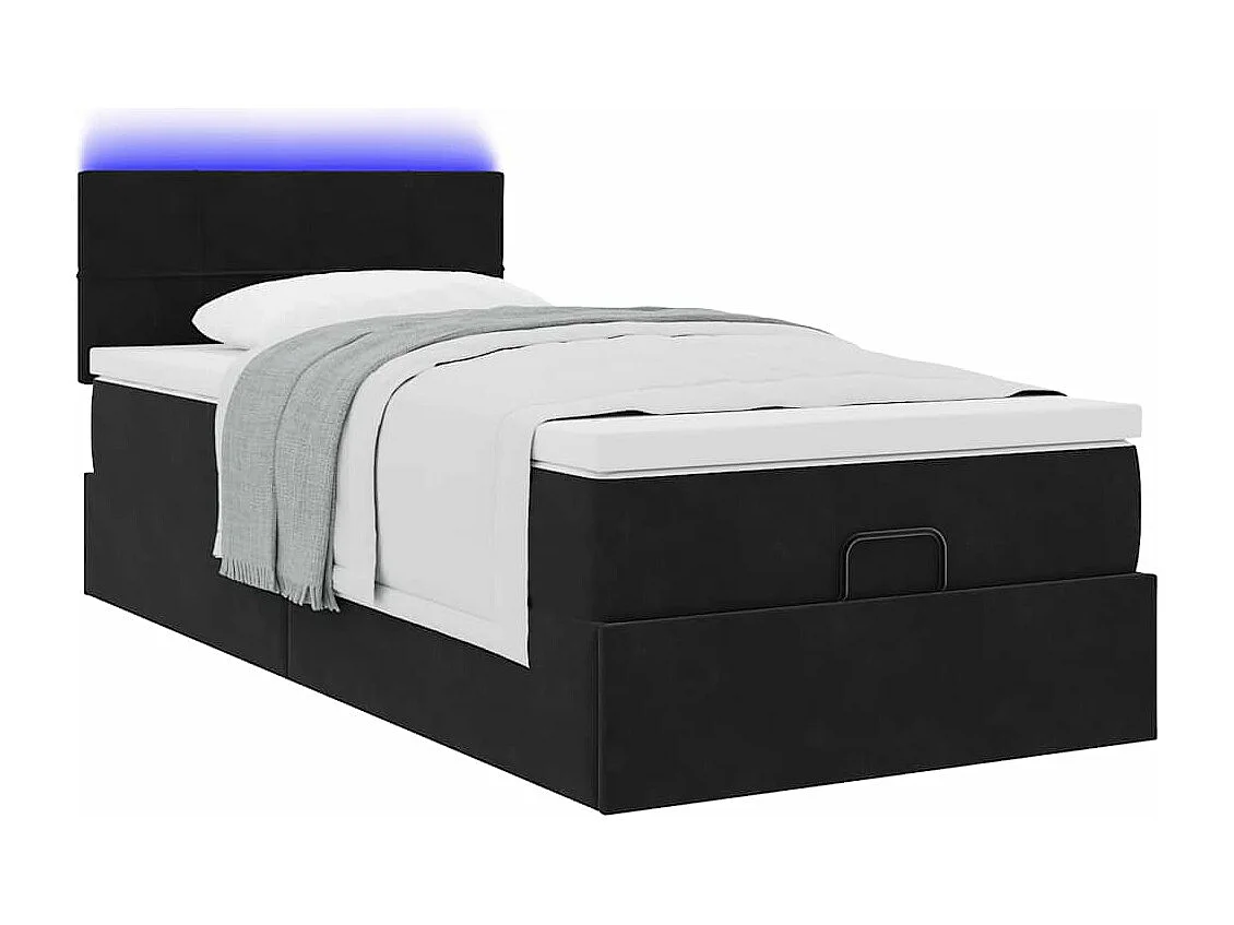 Cadre de lit ottoman avec matelas noir 90x190 cm velours