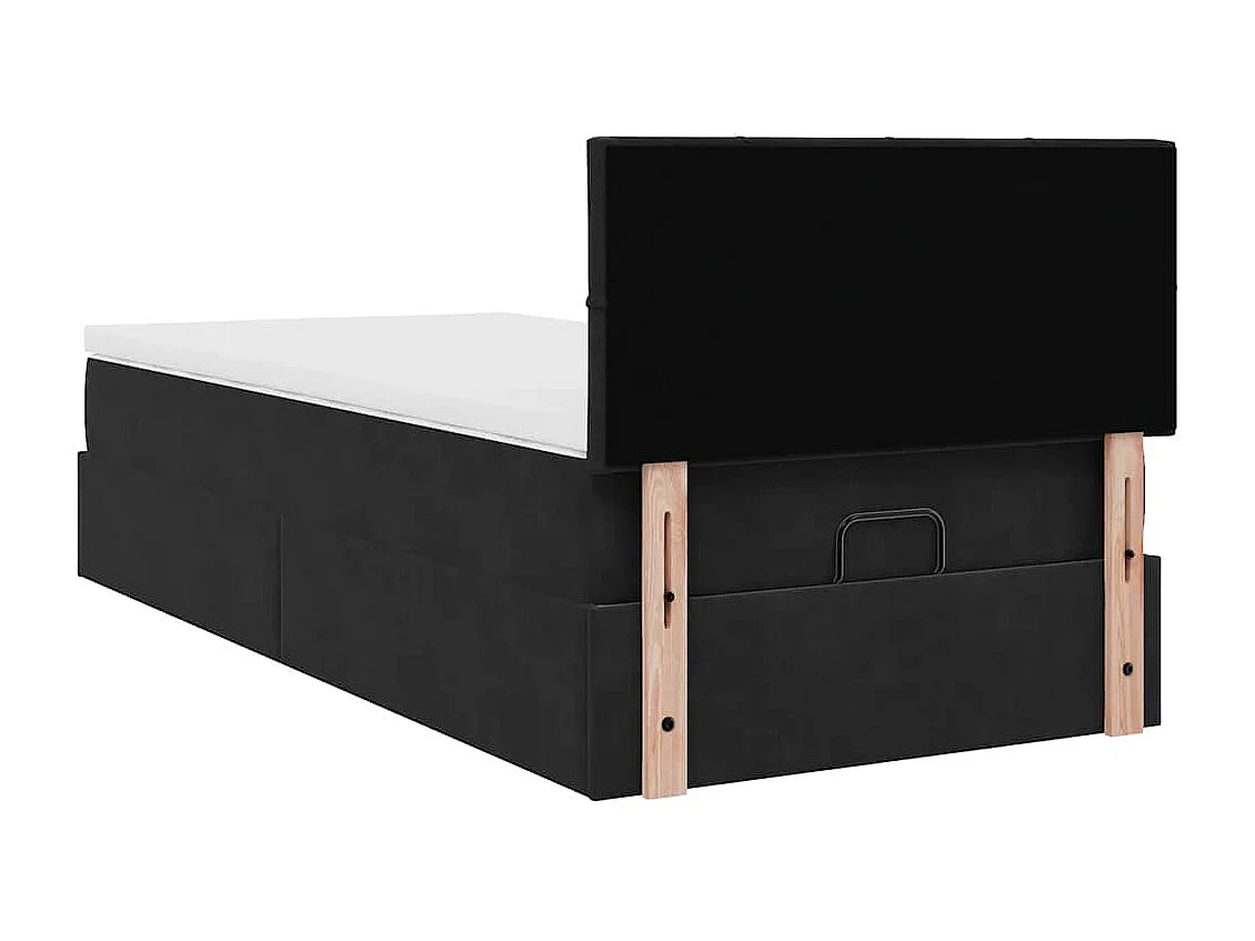 Cadre de lit ottoman avec matelas noir 90x190 cm velours