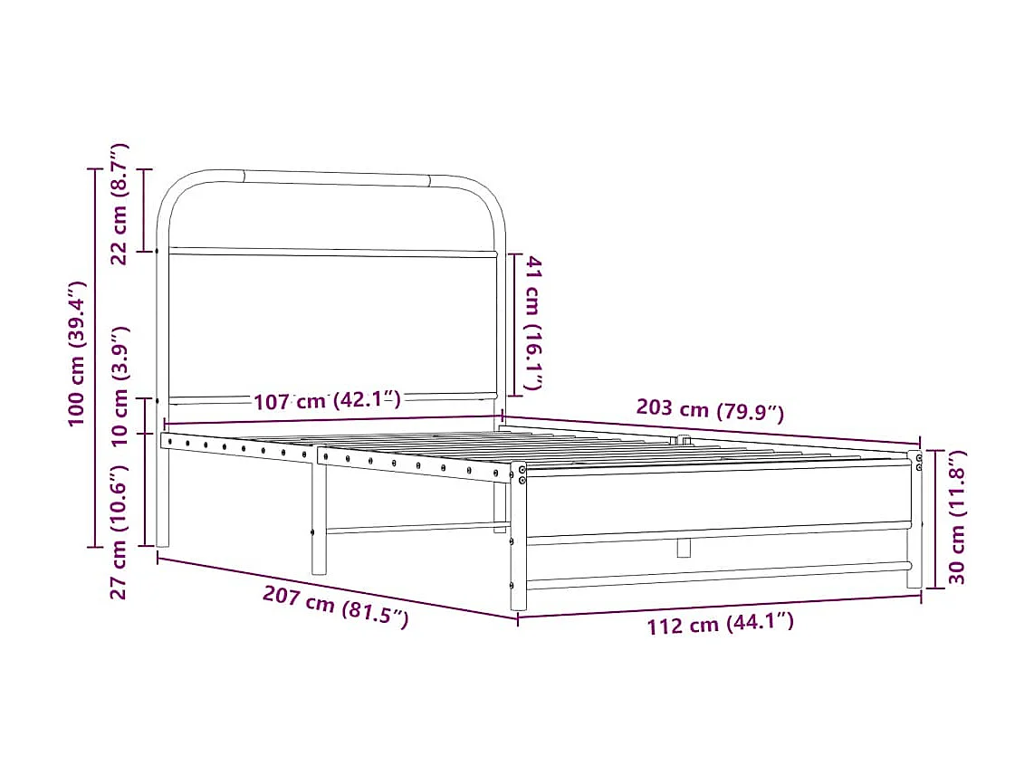 Cadre de lit sans matelas 107x203 cm chêne sonoma