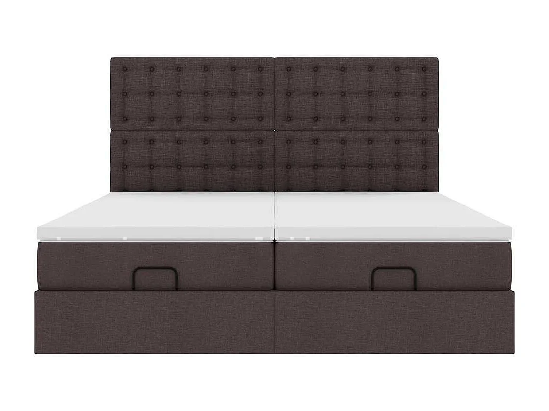 Estrutura de cama otomana com colchões tecido castanho escuro