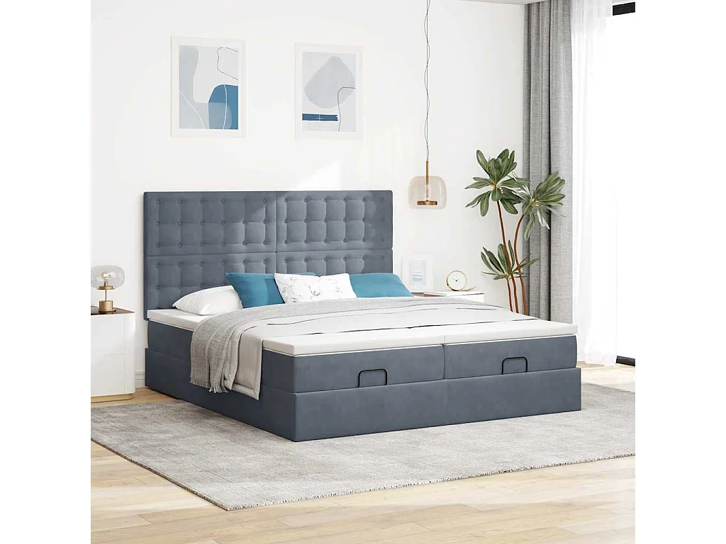 Ottoman bed met matrassen en LED's 180x200cm fluweel