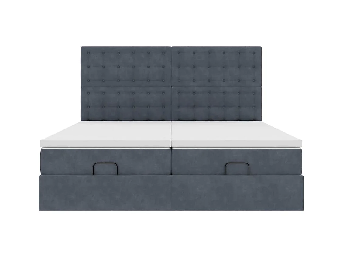 Cadre de lit ottoman avec matelas gris foncé 180x200cm velours