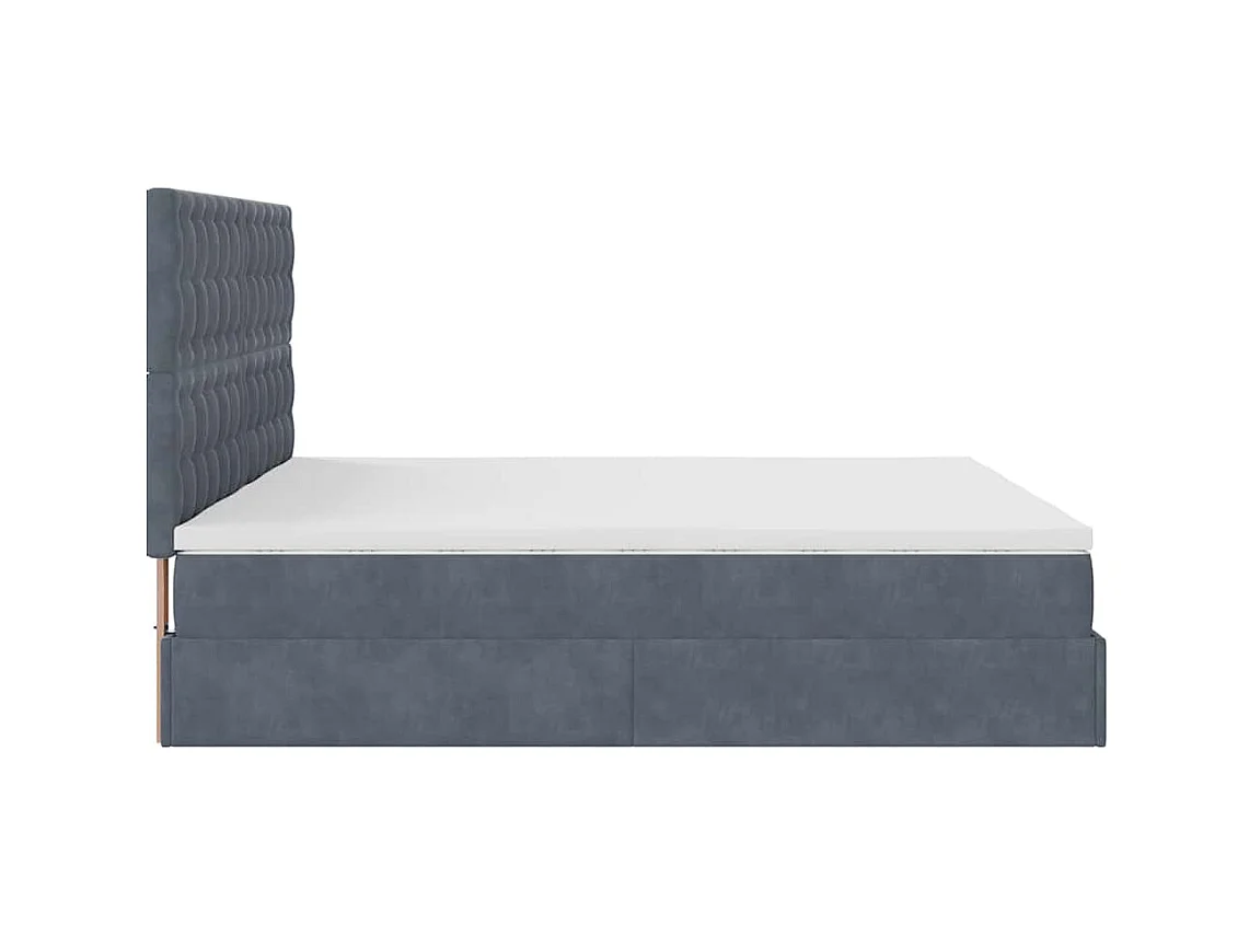 Cadre de lit ottoman avec matelas gris foncé 180x200cm velours