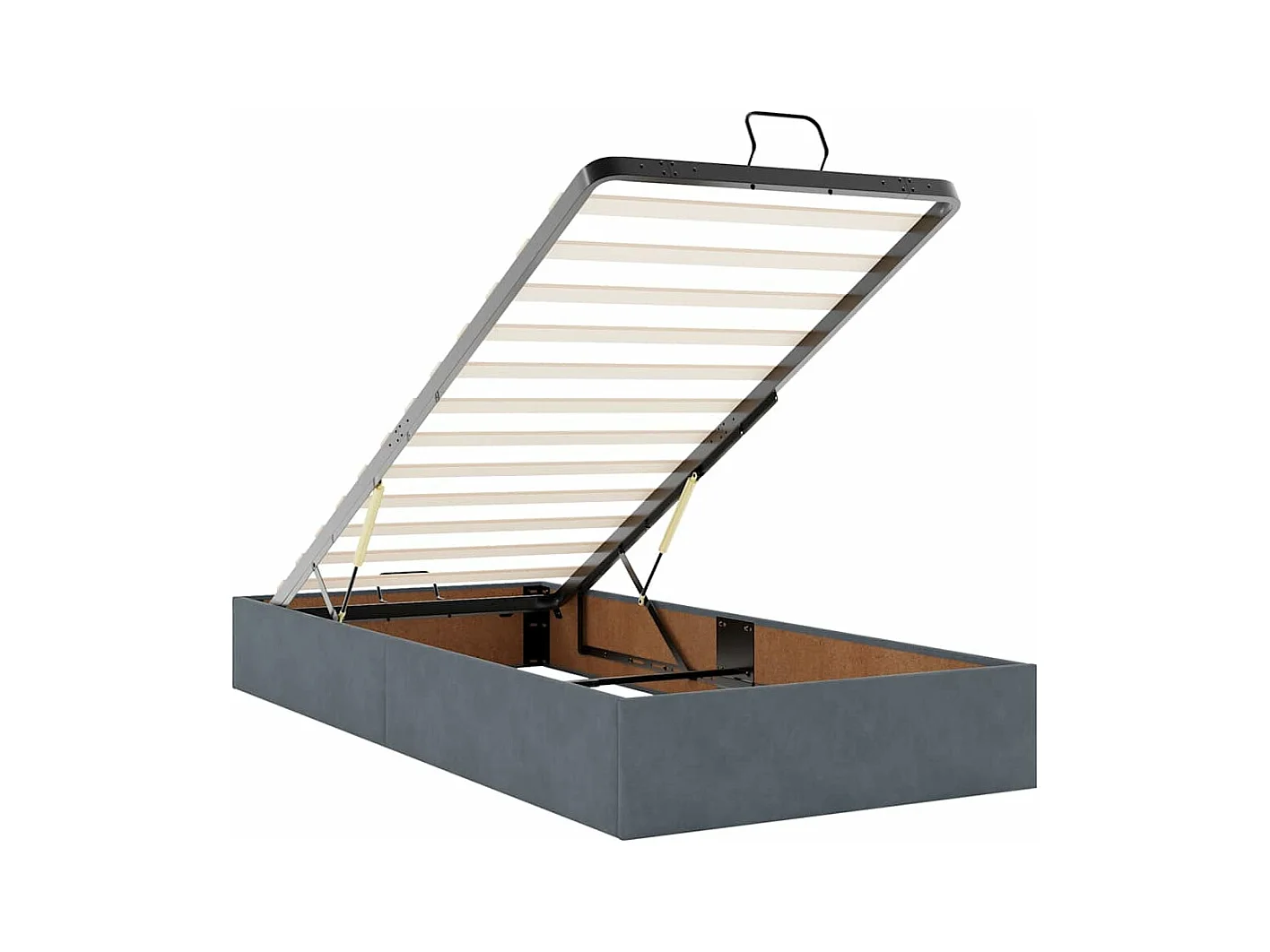 Cadre de lit ottoman avec matelas gris foncé 180x200cm velours