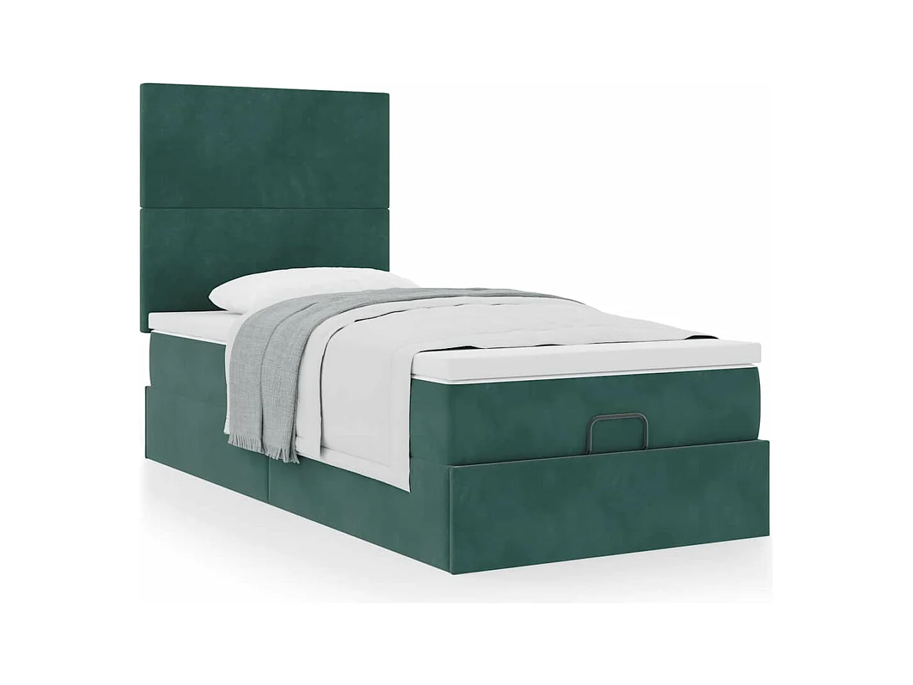 Cadre de lit ottoman avec matelas vert foncé 90x200 cm velours
