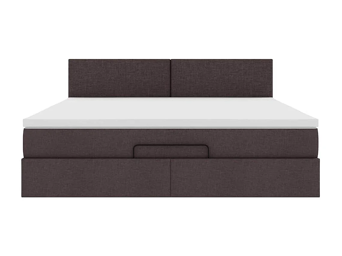 Cadre de lit ottoman avec matelas marron foncé 180x200 cm tissu