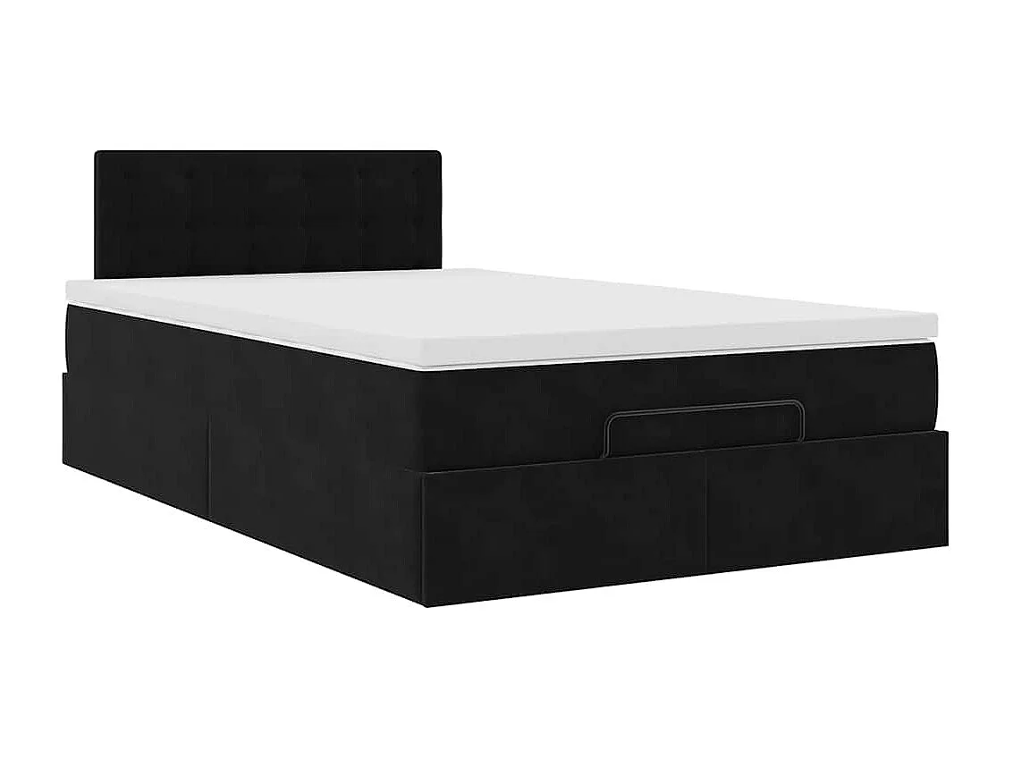 Cadre de lit ottoman avec matelas noir 120x200 cm velours