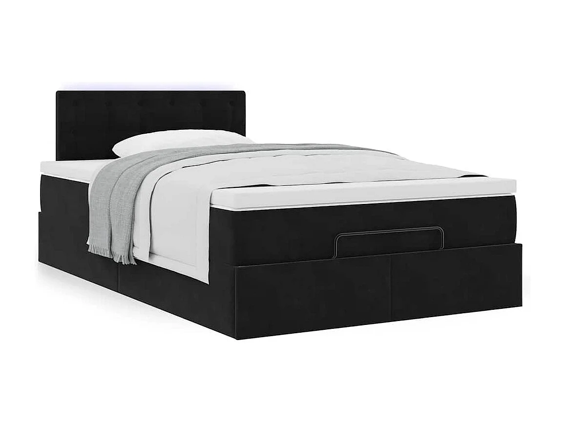 Cadre de lit ottoman avec matelas noir 120x200 cm velours