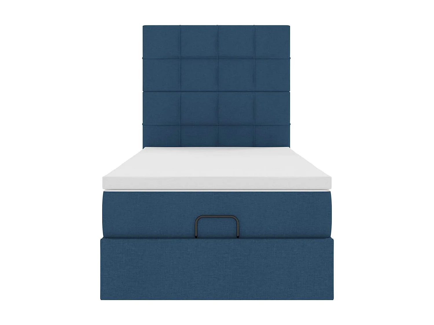 Cadre de lit ottoman avec matelas bleu 90x200 cm tissu