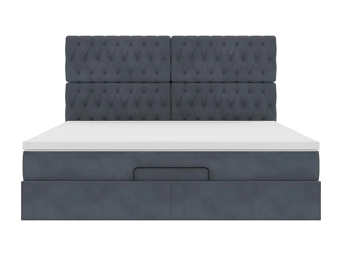 Estructura cama otomana colchones terciopelo gris oscuro
