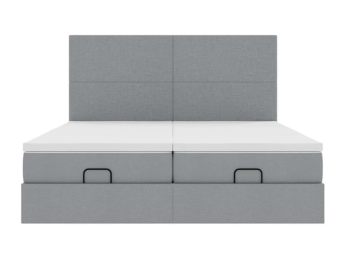 Cadre de lit ottoman et matelas gris clair 200x200cm tissu