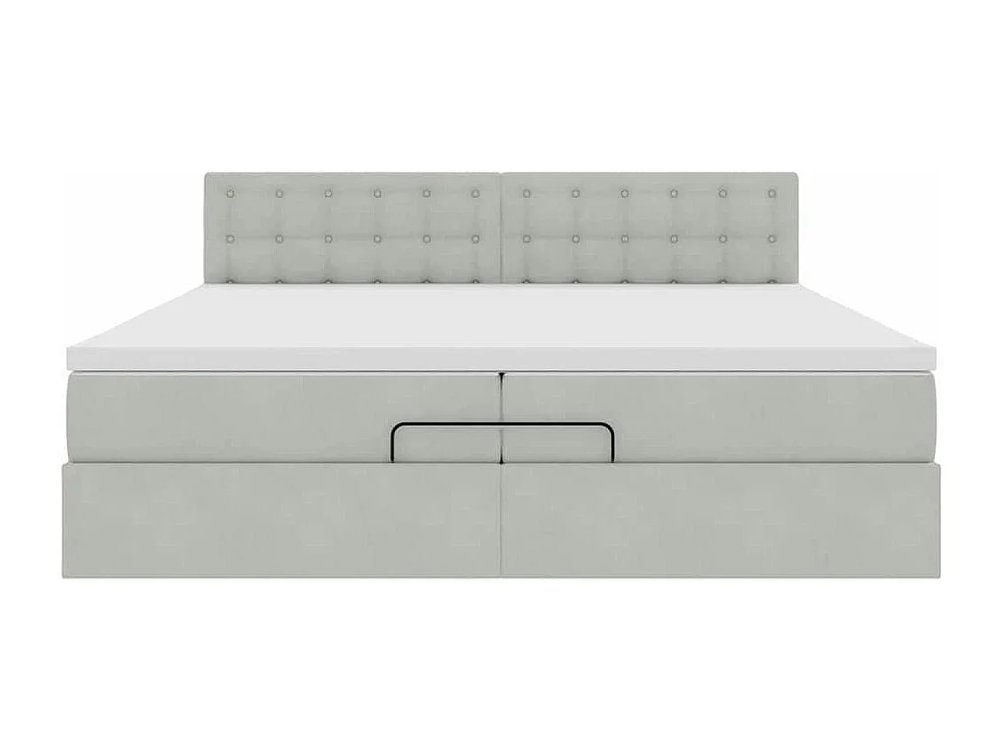 Cadre de lit ottoman avec matelas gris clair 200x200 cm velours