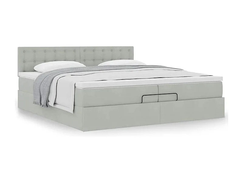 Cadre de lit ottoman avec matelas gris clair 200x200 cm velours
