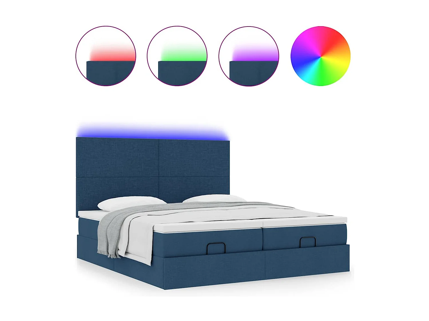 Estructura de cama otomana con colchones tela topo 180x200cm